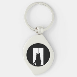 Porte-clés Fenêtre Chat noir Cliquez pour Customiser une déco