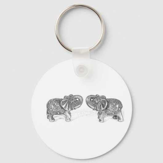 Porte-clés Feng Shui Double Elephant - B&W (Recto)