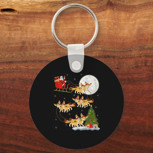 Porte-clés Fennec Fox Santa Sleigh Flying Funny Magical Chris (Recto)