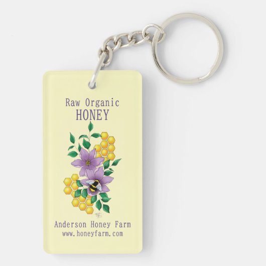 Porte-clés Ferme d'abeilles miel Lavande jaune (Dos)