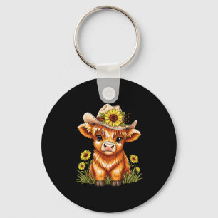 Porte-clés Ferme de Tournesols à Vache Highland Mignonne des