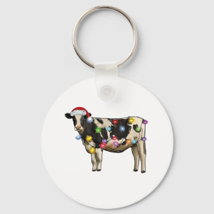 Porte-clés Ferme de vaches de Noël Amoureux Santa Cute Vacanc
