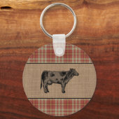 Porte-clés Ferme familiale Vache rustique Rouge Rouge Taureau (Verso)