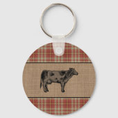 Porte-clés Ferme familiale Vache rustique Rouge Rouge Taureau (Verso)