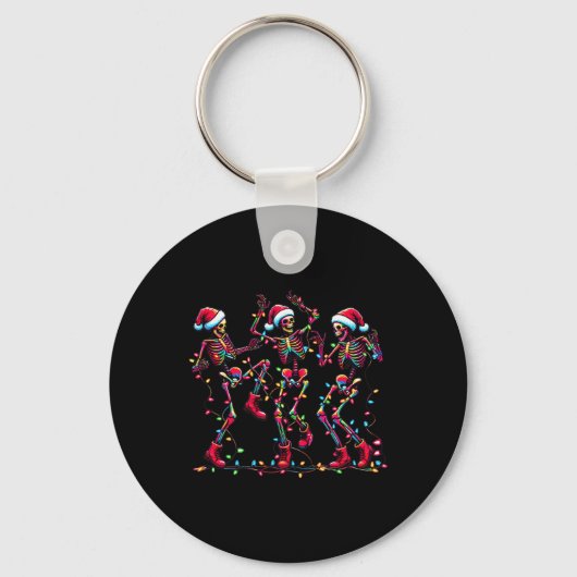 Porte-clés Ferme Noël Danser Skeleton Drôle Pyjamas Noël (Recto)