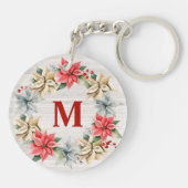 Porte-clés Ferme Poinsettia Chic Wreath Monogramme hiver (Dos)