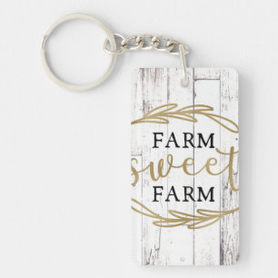 Porte-clés Ferme Sweet Farm White Wood Country Farmhouse