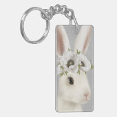 Porte-clés ferme vintage moderne lapin blanc (Devant gauche)