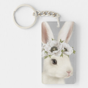 Porte-clés ferme vintage moderne lapin blanc