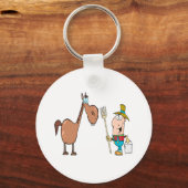 Porte-clés fermier drôle avec cheval (Recto)
