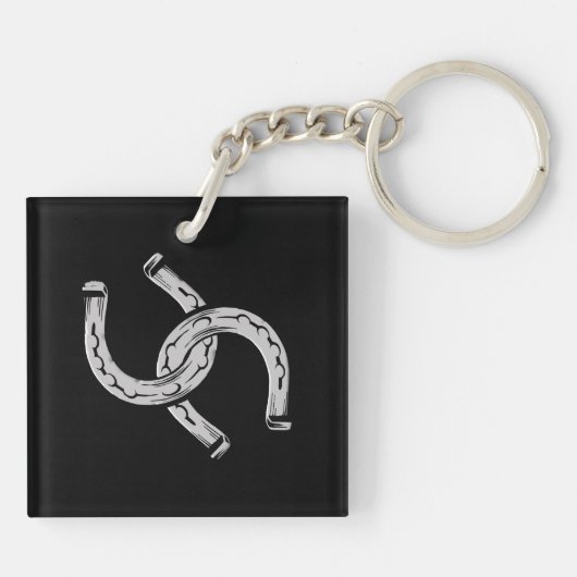 Porte-clés Fers à cheval sur noir (Dos)