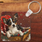 Porte-clés Festive de Noël de chien de Rat Terrier (Verso)