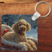 Porte-clés Festive de Noël du chien de caniche (Verso)