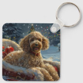 Porte-clés Festive de Noël du chien de caniche (Dos)