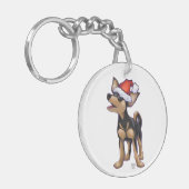 Porte-clés Festive de nuit étoilée Chihuhua à Santa Hat (Devant gauche)