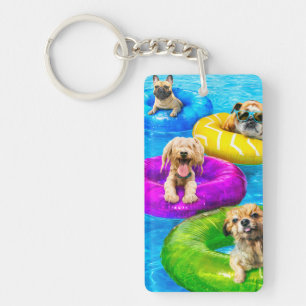 Porte-clés Fête au bassin pour chiens
