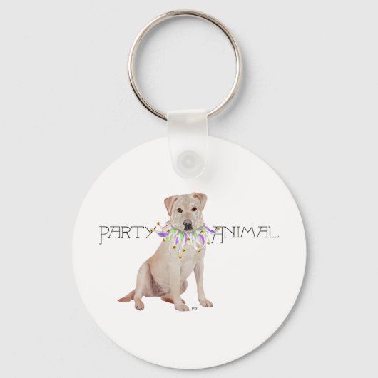 Porte-clés Fête d'animaux Labrador jaune (Recto)