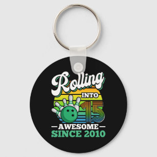 Porte-clés Fête d'anniversaire de bowling qui entre dans sa 1