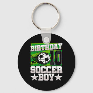 Porte-clés Fête d'anniversaire de football - Garçon de 10 ans