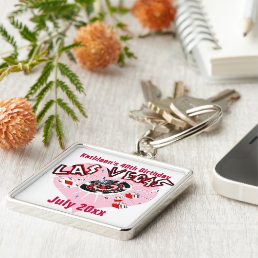 Porte-clés Fête d'anniversaire de Las Vegas pour elle (Côté)