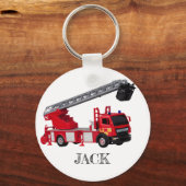 Porte-clés Fête d'anniversaire du Camion d'incendie rouge (Verso)