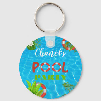 Porte-clés Fête de la piscine tropicale | Anniversaire d'été