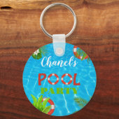 Porte-clés Fête de la piscine tropicale | Anniversaire d'été (Recto)
