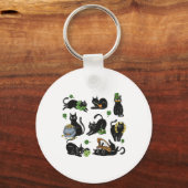 Porte-clés Fête de la Saint-Patrick Trèfle Chat Noir Chats Ir (Recto)