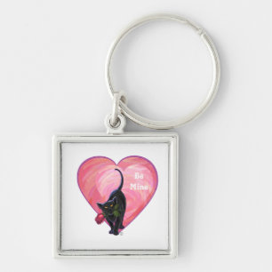Porte-clés Fête de la Saint-Valentin au chat noir