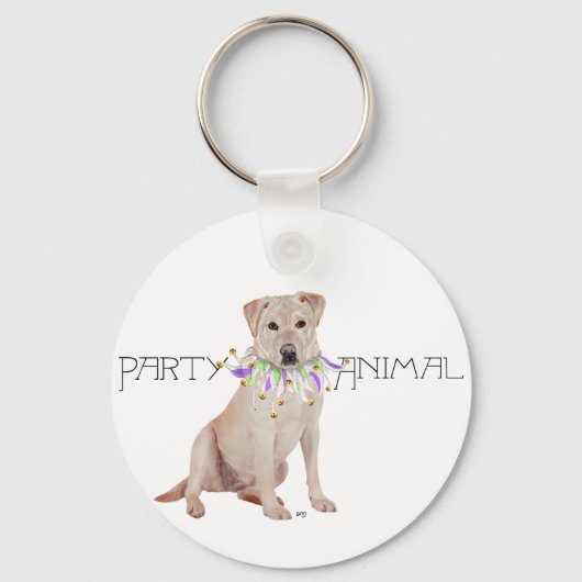 Porte-clés Fête de Labrador Retriever Jaune (Recto)