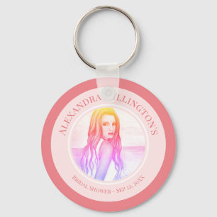 Porte-clés Fête de Mariage Blonde Fille sur la Plage Cercle