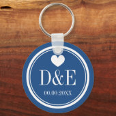 Porte-clés Fête de mariage monogramme d'amour personnalisé en (Recto)