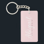 Porte-clés Fête de mariée rose pâle Nom du script<br><div class="desc">Nom du script de la servante rose pâle Porte - clé de la fête nuptiale</div>