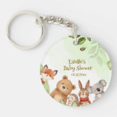 Porte-clés Fête de Naissance Bébé Animaux Mignons Forêt Verte (Devant)