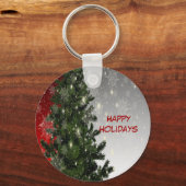 Porte-clés Fête de Noël Arbre vert Rouge Argent Flèches (Recto)