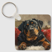 Porte-clés Fête de Noël de chien Rottweiler (Recto)