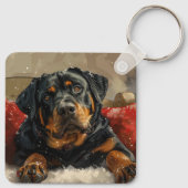 Porte-clés Fête de Noël de chien Rottweiler (Dos)