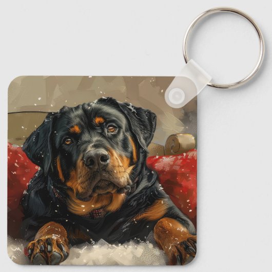 Porte-clés Fête de Noël de chien Rottweiler (Dos)
