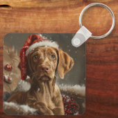Porte-clés Fête de Noël de Chien Vizsla (Verso)