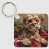 Porte-clés Fête de Noël de Chien Yorkipoo (Recto)