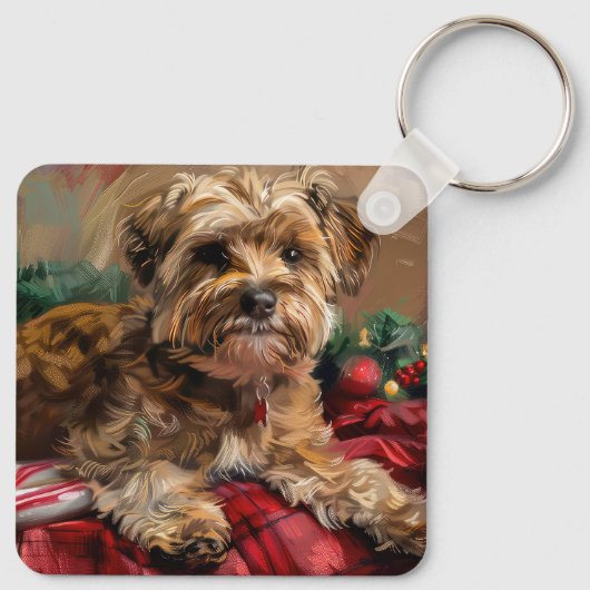 Porte-clés Fête de Noël de Chien Yorkipoo (Dos)