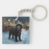 Porte-clés Fête de Noël des chiens d'eau portugais (Dos)