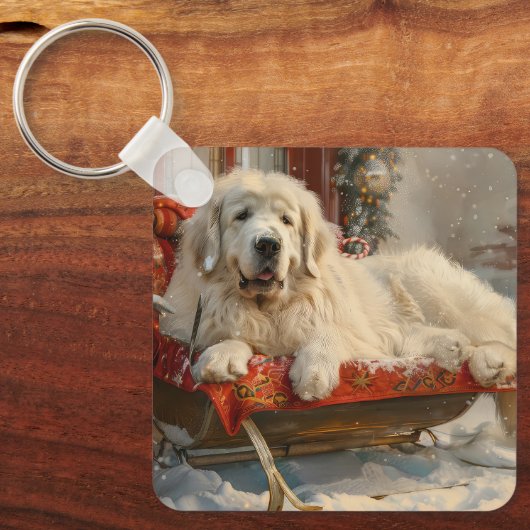 Porte-clés Fête de Noël des Chiens des Pyrénées (Recto)