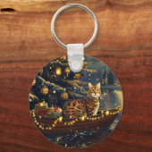 Porte-clés Fête de Noël du chat du Bengale Voyage (Recto)