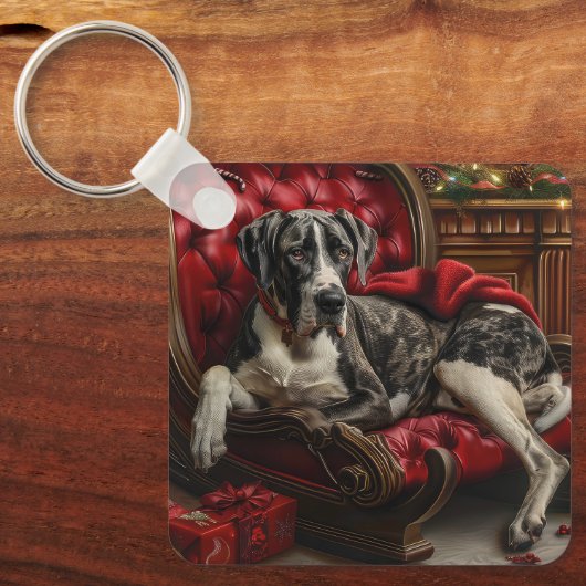 Porte-clés Fête de Noël du chien Danse (Recto)