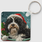 Porte-clés Fête de Noël du chien tibétain Terrier (Dos)