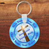 Porte-clés Fête de Pâques, Il est Ressuscité Eglise (Recto)