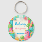 Porte-clés Fête de piscine modifiable Anniversaire Baignade d (Recto)