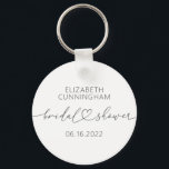 Porte-clés Fête des mariées cardiaque minimale moderne simple<br><div class="desc">Ce design simple et moderne est composé de sans serif et de typographie cursive ludique avec des coeurs de doodle. Idéal pour les faveurs de la fête de la mariée mariage.</div>