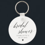 Porte-clés Fête des mariées de calligraphie élégante favorise<br><div class="desc">Complétez votre décor de douche nuptiale avec le Porte - clé Elégant Black Calligraphy Fête des mariées Favors. Ces porte - clés élégants et minimalistes avec de la calligraphie noire sont les faveurs parfaites pour votre célébration. Elles ajoutent une touche de sophistication à votre décor wedding shower et créent des...</div>